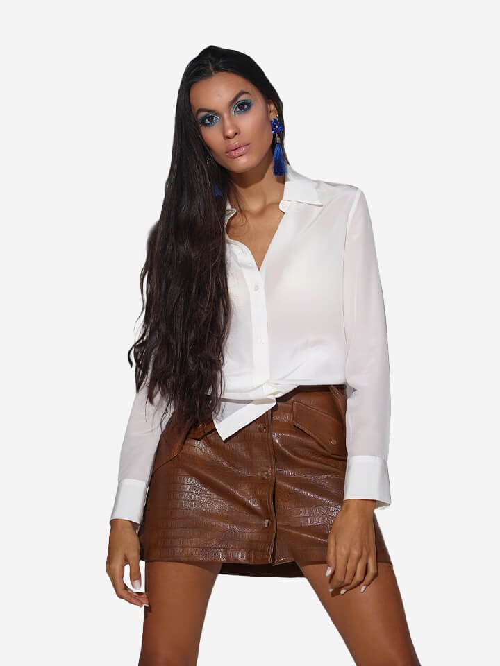 Silk long shirt white - Image 1
