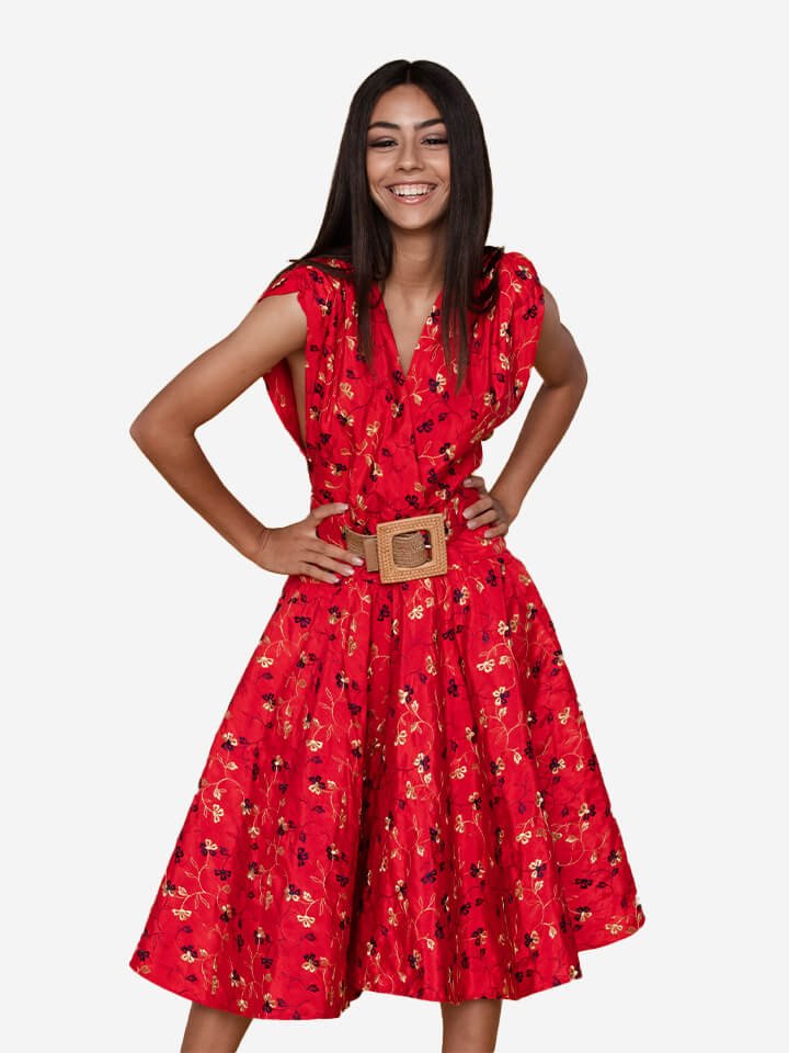 Floral short dress red - Image 1